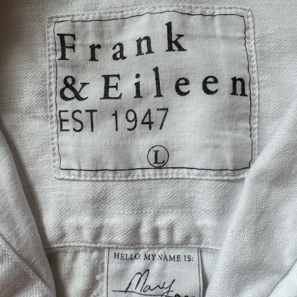 Frank & Eileen Mary Famous Denim White Button Down Shirt Dress Size Large - Picture 6 of 8
